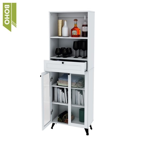 Organizador CENTRO ESTANT, 1.80Mts, 1 cajón, 2 puertas, blanco. - Mod. BOHO/BH180