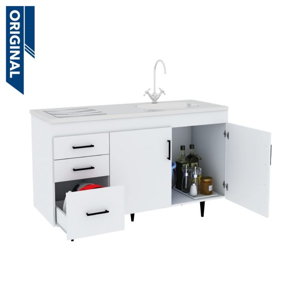 Bajo mesada CENTRO ESTANT, 1.20mts, blanco. - Mod. BM121BL