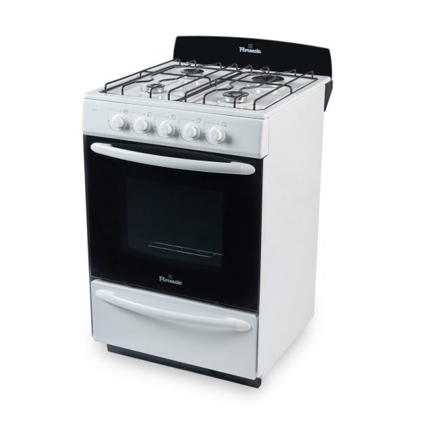 Cocina a gas FLORENCIA, 56 cm, blanca, cajón parrilla. - Mod. 5516F
