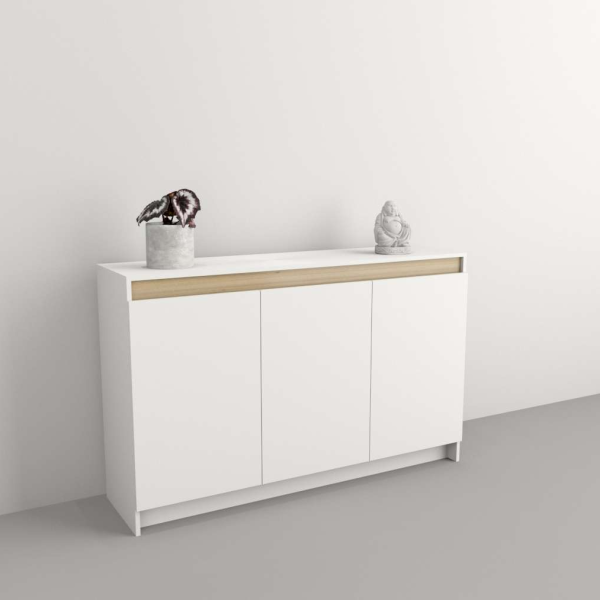 Bahiut TABLES, 3 puertas, cerrado, color olmo y blanco. - Mod. 1156