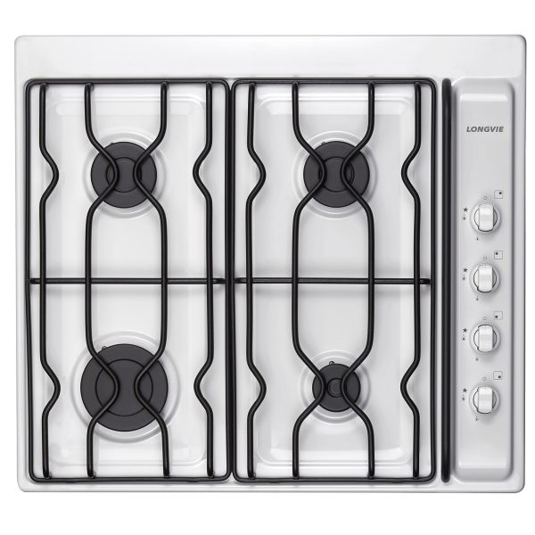 Anafe a gas LONGVIE, 60 cm, blanco, encendido a 1 mano, encastrable. - Mod. A2600BF