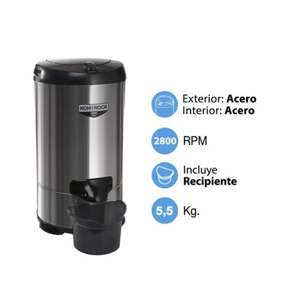 Secarropas KOHINOOR, acero, 5,5kg. - Mod. A-655