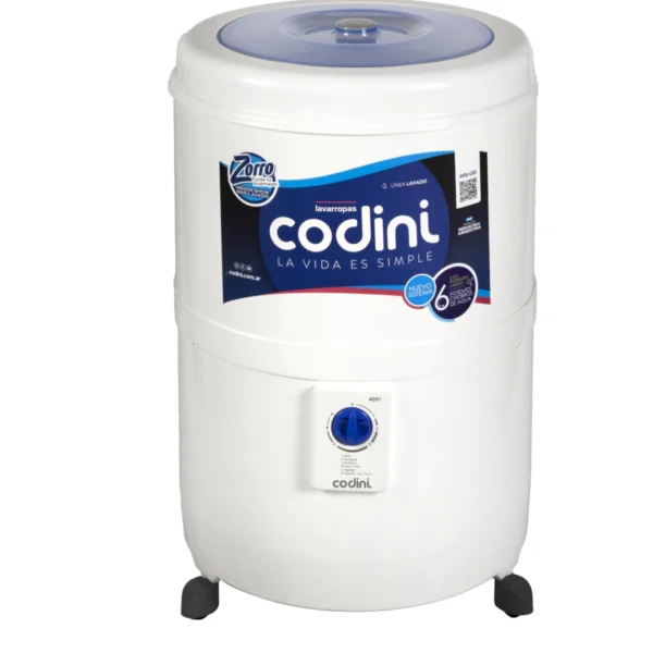 Lavarropas semiautomático CODINI, 10kg, 6 programas. - Mod. SILENT  4051