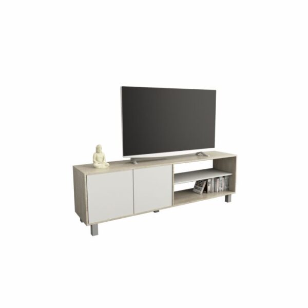 Mesa de TV TABLES, hasta 75", 2 puertas, color nevado/everest. - Mod.  4100