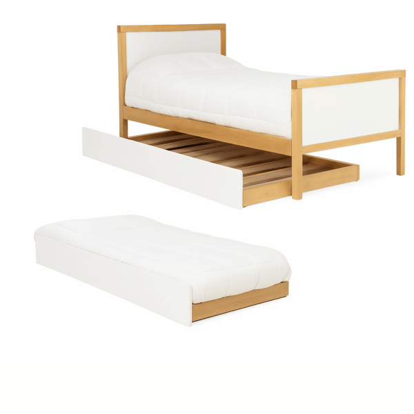 Cama OTAÑO, 1 plaza, blanca, con carro. - Mod. OT000029