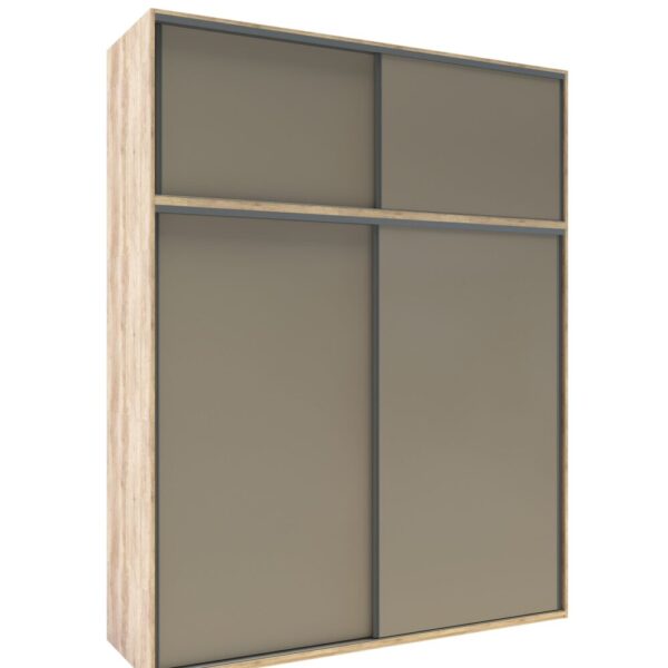 Placard DELOS, 1.80mts, 4 puertas corredizas, roble nebraska y gris cubanita. - Mod. DUO05RNGC