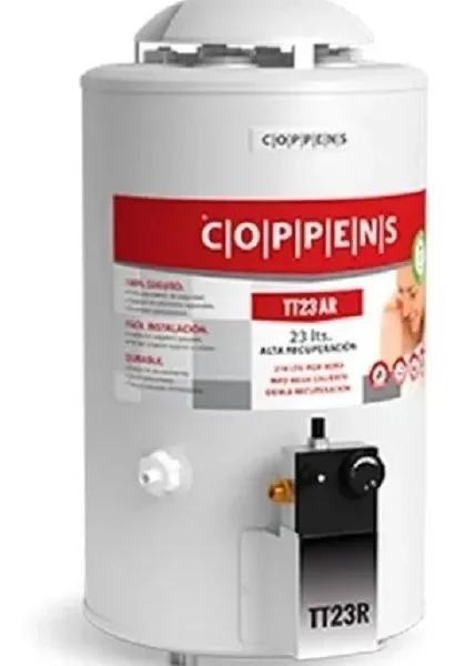 Termotanque a gas COPPENS, 23 litros, alta recuperación 210litros. - Mod.  TT-AR23