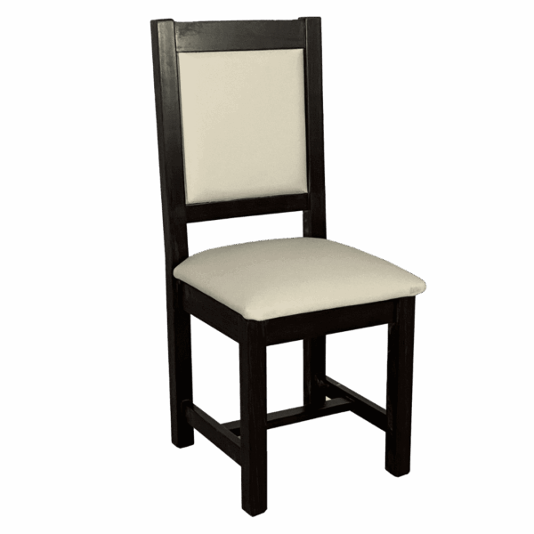Silla MOBILIA, asiento y respaldo tapizado, color cedro, pino macizo. - Mod. CAMILA