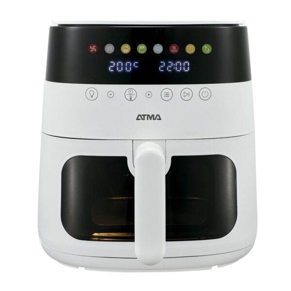 Freidora de aire ATMA, 8 litros, con visor, blanca. - Mod. FR248AW