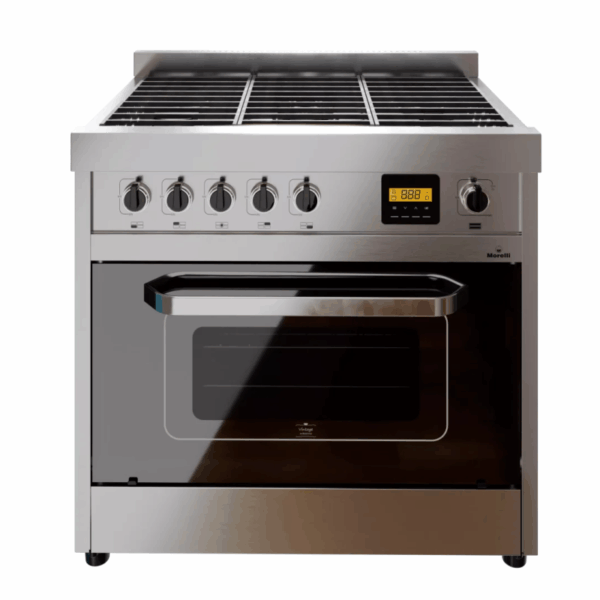 Cocina industrial MORELLI, 900, vintage negra con placa. - Mod. 18036