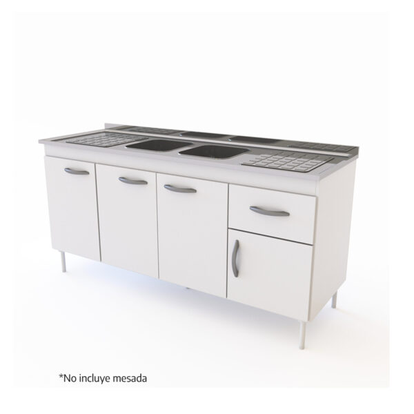 Bajo mesada DELOS, 160 cm, 4 puertas 1 cajón, blanco. - Mod. DL606BR