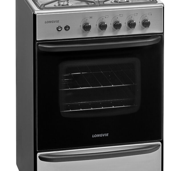 Cocina a gas LONGVIE, acero, 56cm, con luz y encendido. - Mod. 13331XF