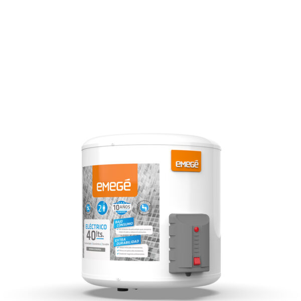 Termotanque eléctrico EMEGE, 40 litros, conexión inferior. - Mod.  TTQE40EM