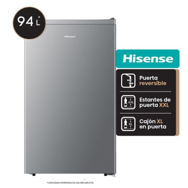 Frigobar HISENSE 89 litros gris. - Mod.  RS-12DRS