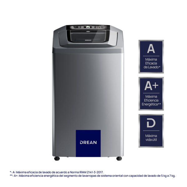 Lavarropas automático DREAN carga superior 6,5kg 800rpm. - Mod. 658G