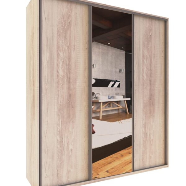 Placard DELOS 3 puertas corredizas con espejo 1,80mts. - Mod. DLE363PC