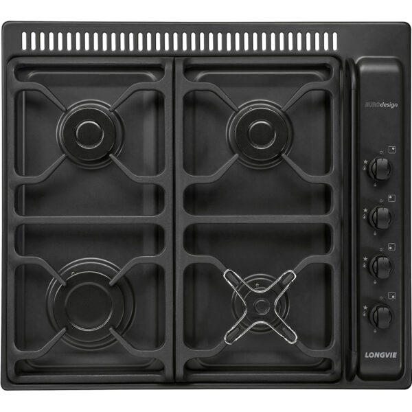 Anafe a gas LONGVIE 60 cm grafito fundición con ventilación. - Mod.A6600RG