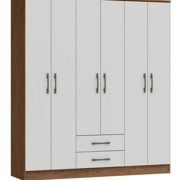 Placard DELOS 6 puertas macadamia y blanco. - Mod. 4600AMACBL