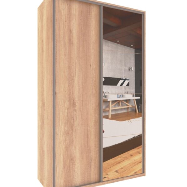 Placard DELOS 2 puertas corredizas con espejo color Roble Nebraska Natural. – Mod. DLE362RNN