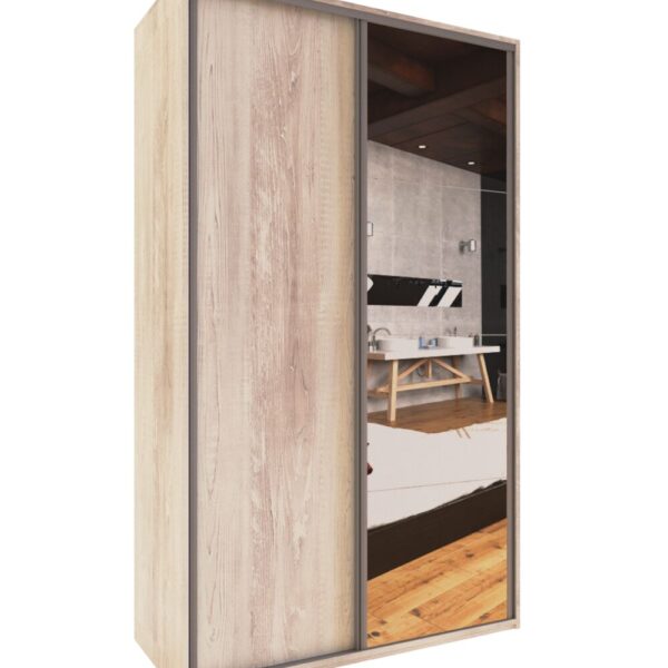 Placard DELOS 2 puertas corredizas con espejo color Pino Cascina. - Mod. DLE362PC