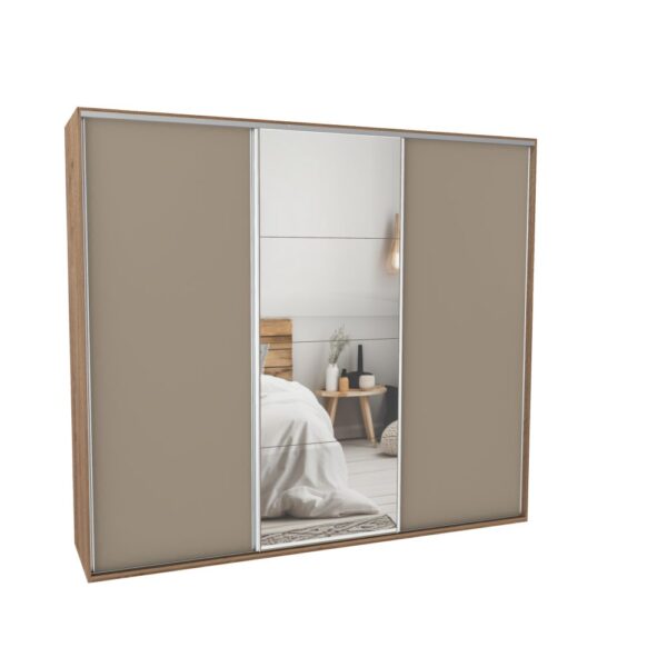 Placard DELOS 3 puertas corredizas roble y gris. - Mod. DUO04RDGA