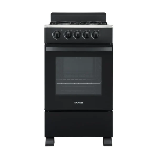 Cocina a gas SANSEI 50cm negra y acero. - Mod. ESSENTIAL CSA-CN50N