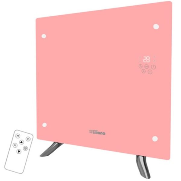 Calefactor eléctrico LILIANA panel de vidrio rosa 1200w. - Mod. PPV203D