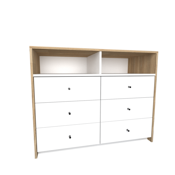 Chifonier TABLES 1mt 6 cajones color coco bolo blanco. - Mod. 6470