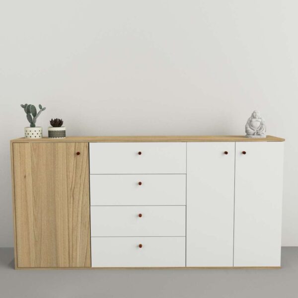 Bahiut TABLES 1,75mts 3 puertas 4 cajones color olmo everest. - Mod. 7010