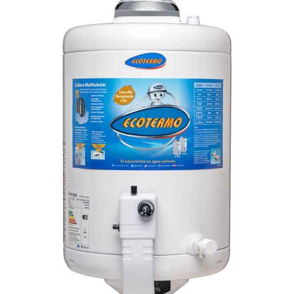 Termotanque a gas ECOTERMO 53 litros gas natural conexión inferior alta recuperación. - Mod. TECO2NI053